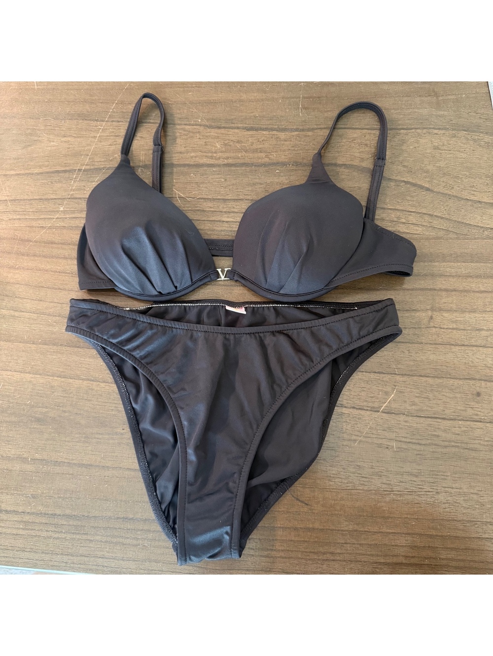 VENUS Black Padded Bikini Top and Bottom Set